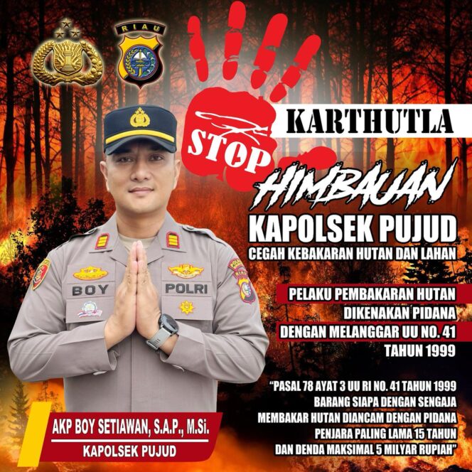 
					Personel Polsek Pujud Gencarkan Pemasangan Spanduk Himbauan Karhutla