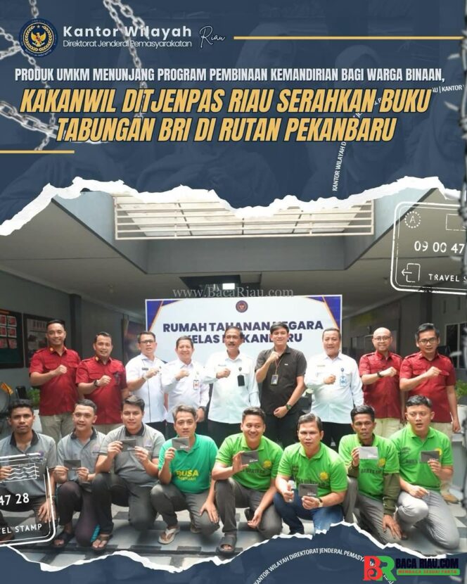 
					Produk UMKM Menunjang Program Pembinaan Kemandirian Bagi Warga Binaan, Kakanwil Ditjenpas Riau Serahkan Buku Tabungan BRI di Rutan Pekanbaru