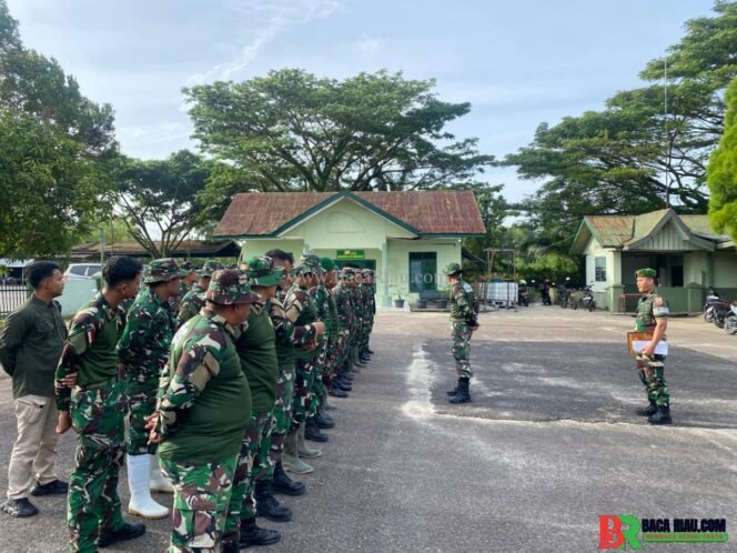 
					Danramil 03 Mandau Pimpin Apel Pagi dan Bagi Tugas Satgas TMMD ke-124