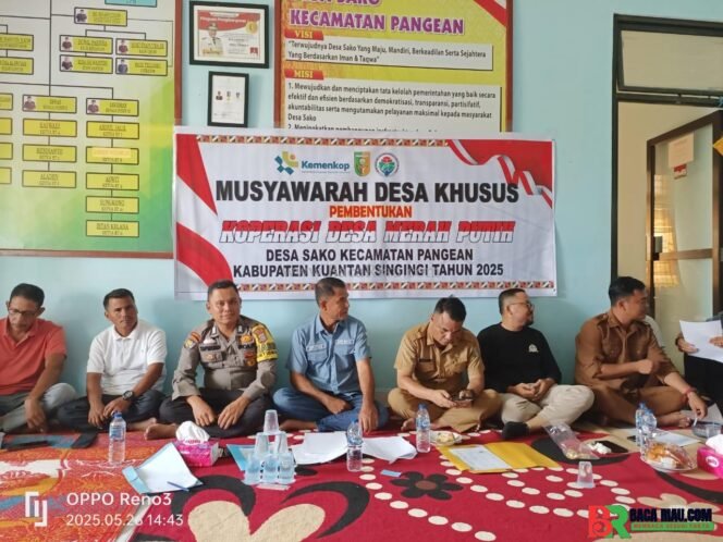 
					Polsek Pangean Dukung Pembentukan Koperasi Merah putih di Desa Sako