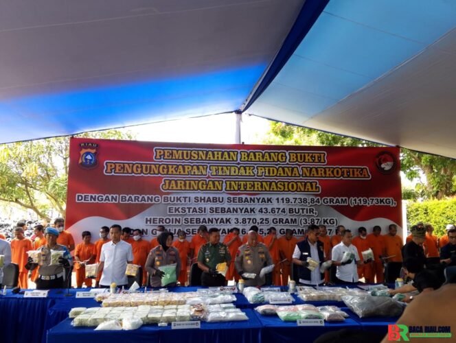 
					Polda Riau Gelar Pemusnahan Barang Bukti Narkotika 119,7 kg sabu dan Ribuan Butir Ekstasi 