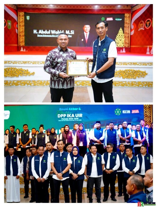 
					Reuni Akbar dan pelantikan pengurus DPP IKA UIR,Gubri Abdul Wahid Ajak Alumni UIR Jadi Mitra Strategis Pembangunan Riau