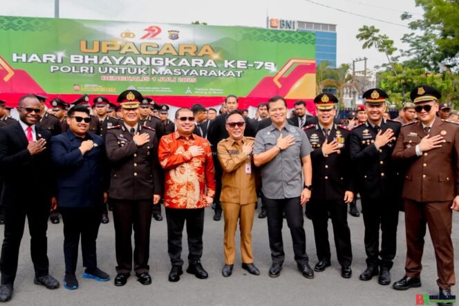 
					Upacara HUT Bhayangkara ke-79 di Kecamatan Mandau