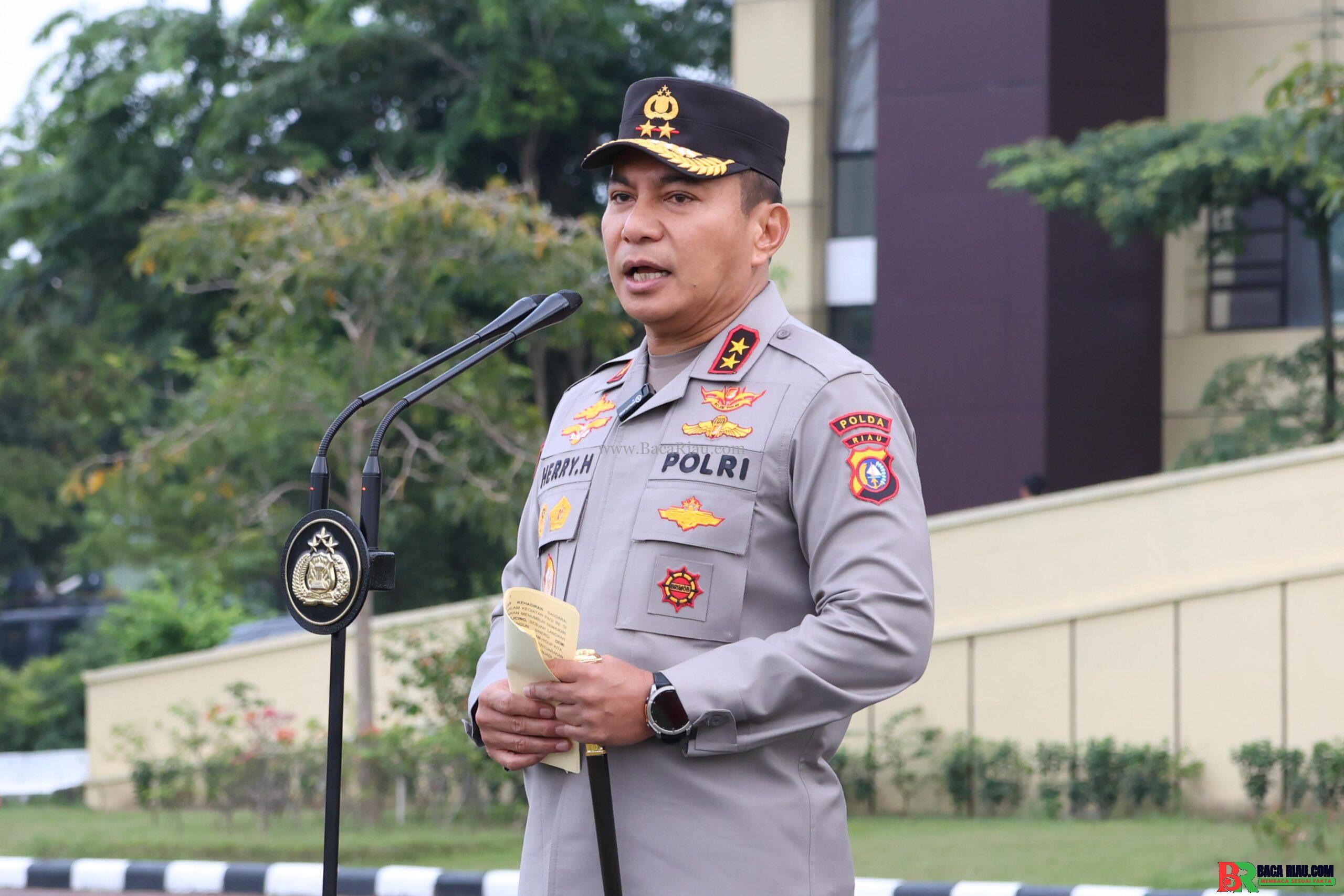 Polda Riau Menggelar Apel Bersama Cipayung Plus, Mahasiswa dan Bhabinkamtibmas Dalam Program Sosialisasi Green Policing