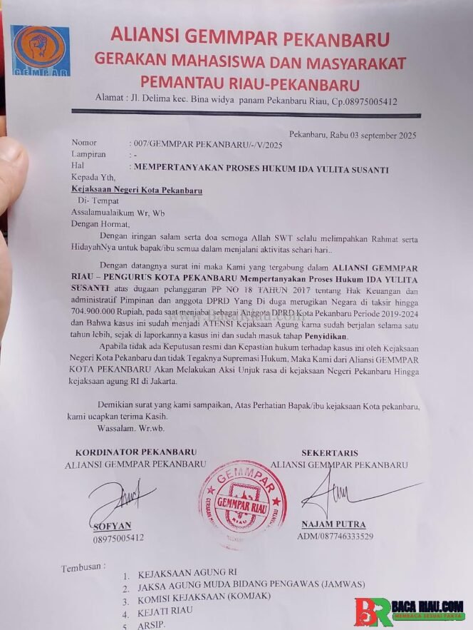
					GEMMPAR Pekanbaru Akan Gelar Aksi, Desak Kejari Tangkap Ida Yulita Susanti