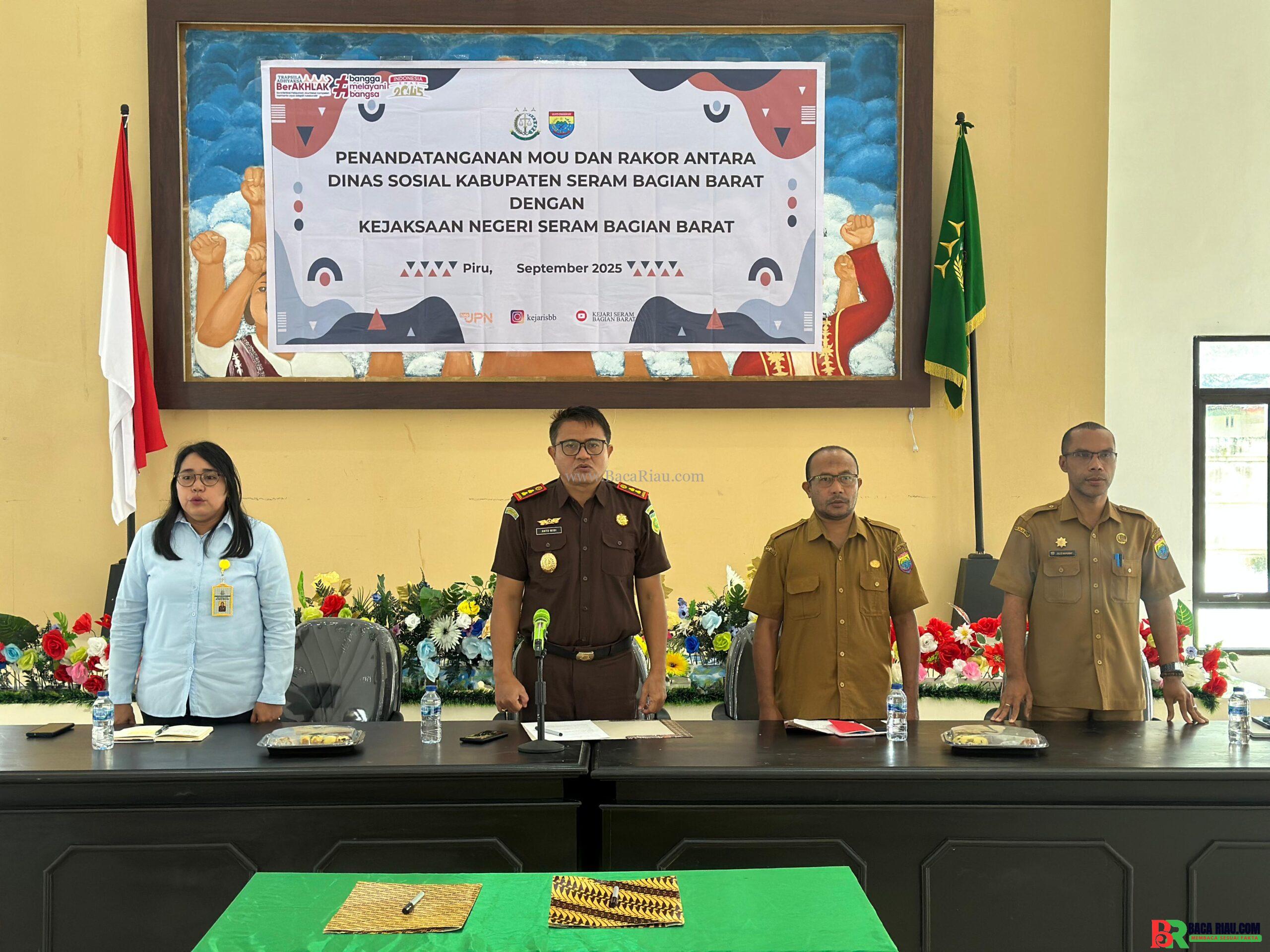 Kajari SBB Tandatangani MoU Antara Dinas Sosial Kab. SBB dan Kejari SBB, Permudah Penerbitan Akte Lahir dan KIA Pada LKSA