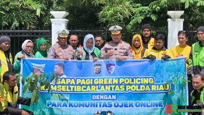 
					“Sapa Pagi Green Policing Ditlantas Polda Riau: Satu Polantas Sahabat Sepuluh Ojol, Wujudkan Keselamatan dan Cinta Lingkungan”