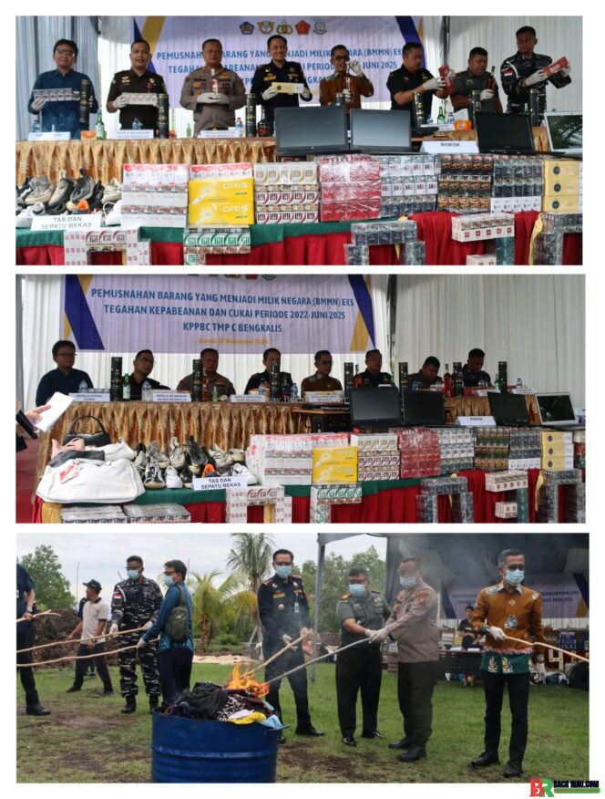 
					PEMUSNAHAN BARANG YANG MENJADI MILIK NEGARA DENGAN TOTAL PERKIRAAN NILAI BARANG SEBESAR 1.8 M KANTOR PENGAWASAN DAN PELAYANAN BEA DAN CUKAI TIPE MADYA PABEAN C BENGKALIS TAHUN 2025