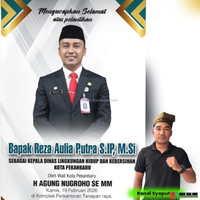 
					Jejak Hijau Lestari Ucapkan Selamat atas Pelantikan Definitif Kepala DLHK Kota Pekanbaru, Reza Aulia, S.T., M.Si.