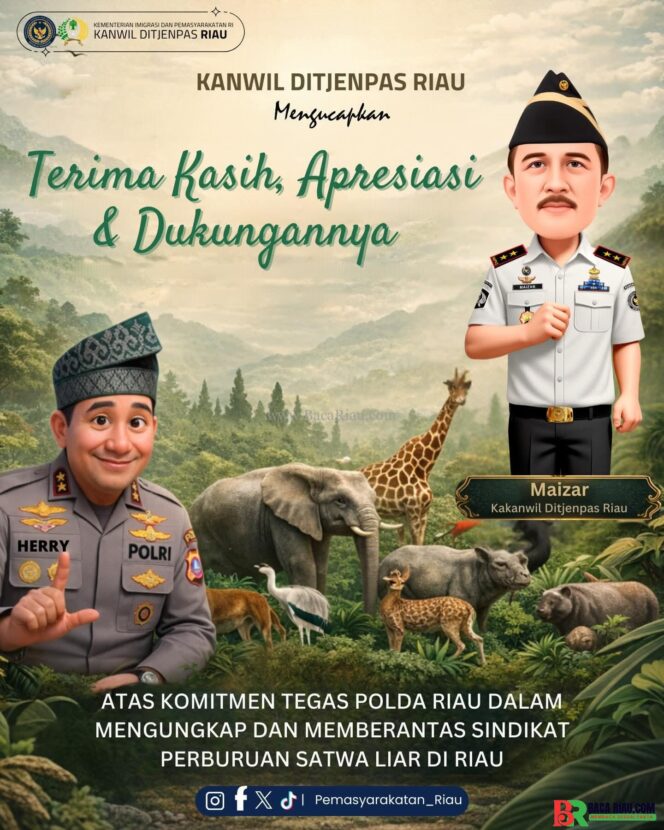 
					Kanwil Ditjenpas Riau Apresiasi Polda Riau Ungkap Sindikat Perburuan Satwa Liar