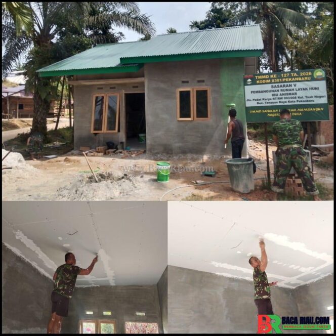 
					Satgas TMMD ke-127 Kodim 0301/Pekanbaru Percepat Rehab RTLH Ibu Anismar, Progres Capai 87 Persen