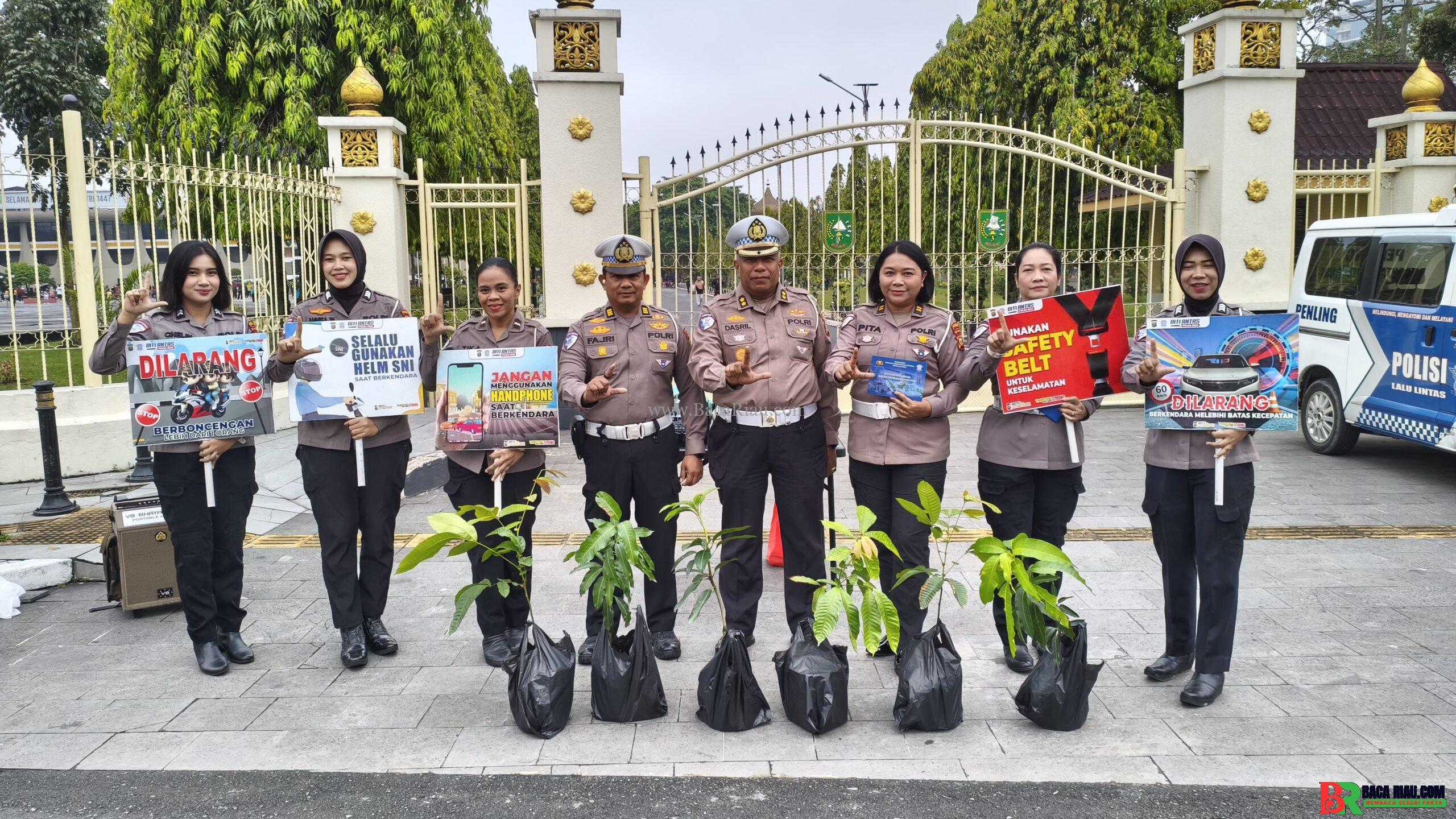 Ribuan Warga CFD Teredukasi! Ditlantas Polda Riau Kampanyekan Tertib Lalu Lintas dan Tanam Kepedulian Lingkungan