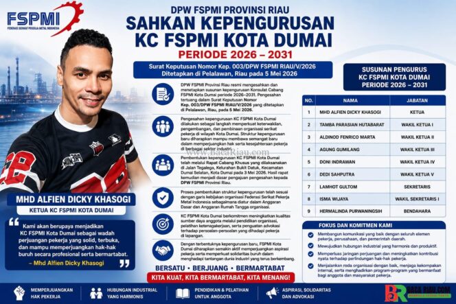 
					DPW FSPMI Riau Resmi Sahkan Kepengurusan KC FSPMI Kota Dumai Periode 2026–2031