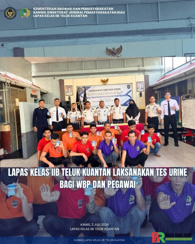 
					Lapas Teluk Kuantan Perkuat Integritas, Seluruh Peserta Tes Urine Dinyatakan Negatif